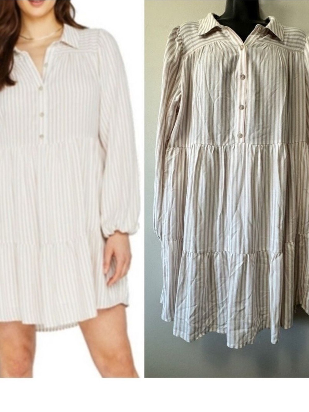 Gentle Fawn Cream Smocked Bishop Sleeve Baby Doll Dress size L